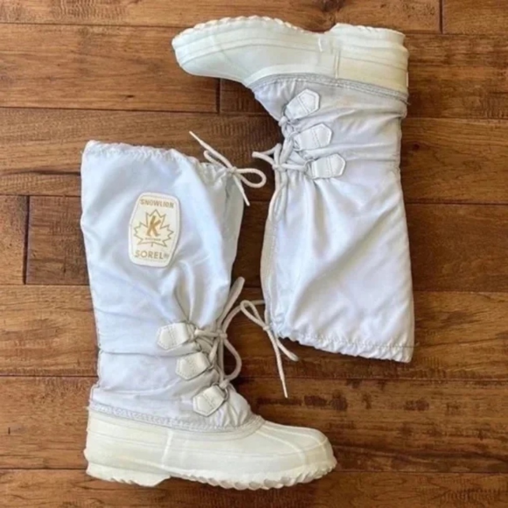 Sorel Snowlion Tall Winter Snow Boots Insulated White & Cream US Women's Size 6